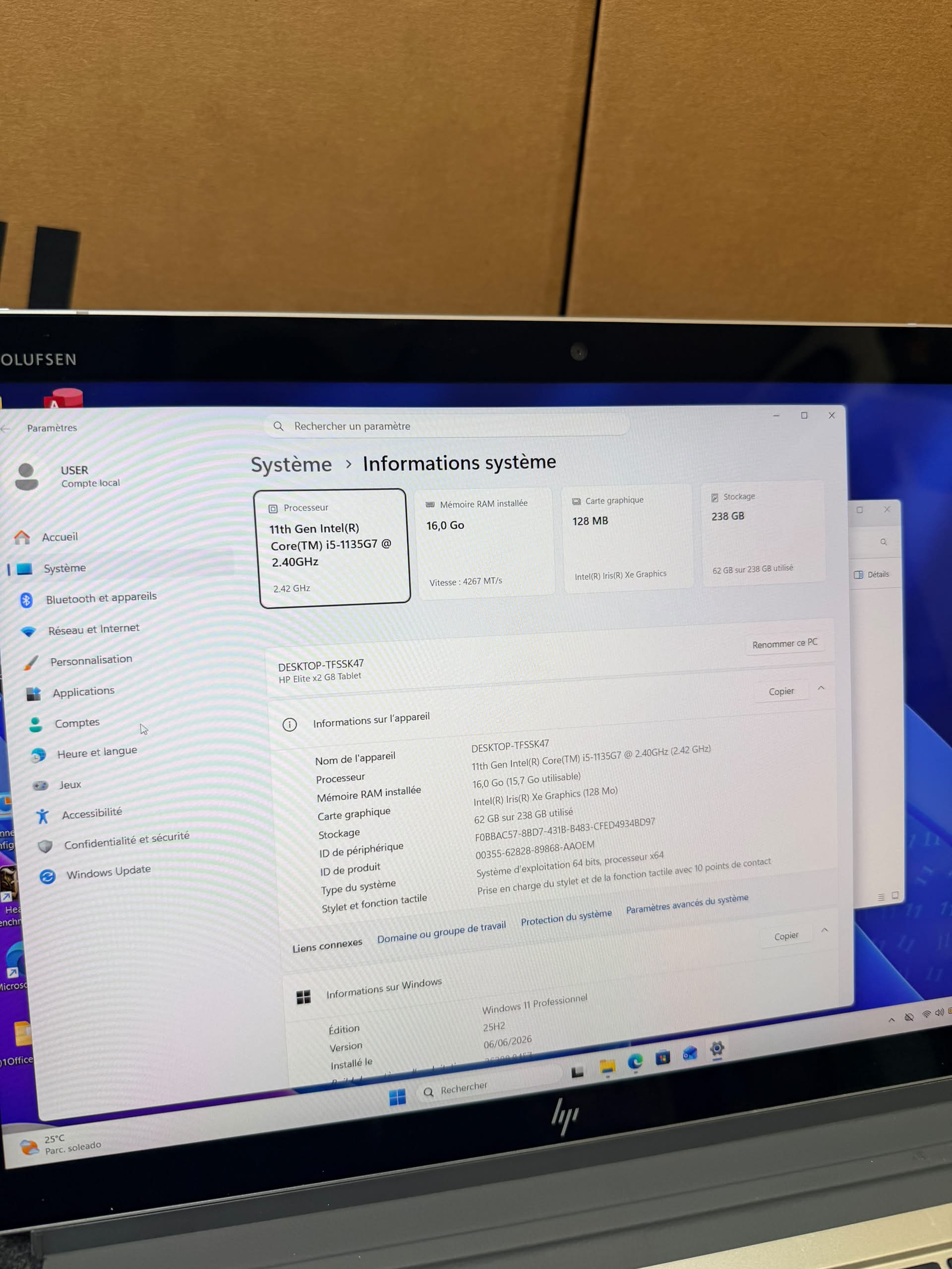 HP ELITE X2 G8 I5 11th GEN /256GO/16GO