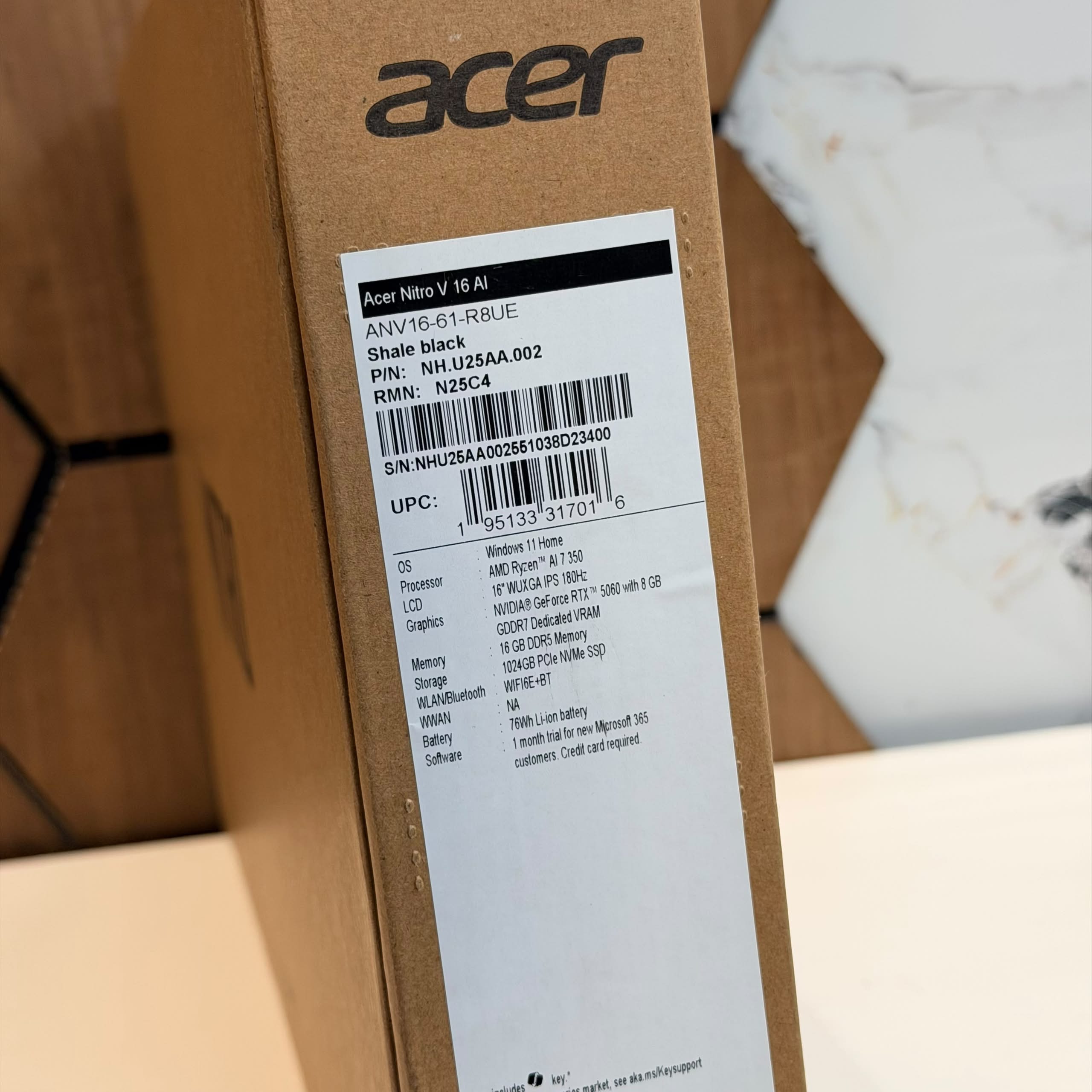 ACER NITRO  V16 AI RYZEN AI 7 350 PRO / 16GO/1TO/RTX 5060 8GO